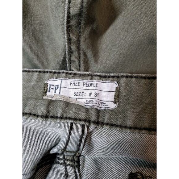 FREE PEOPLE Womens 31 Jeans Straight Leg Mid Rise Olive Green Distressed Denim - Picture 5 of 11